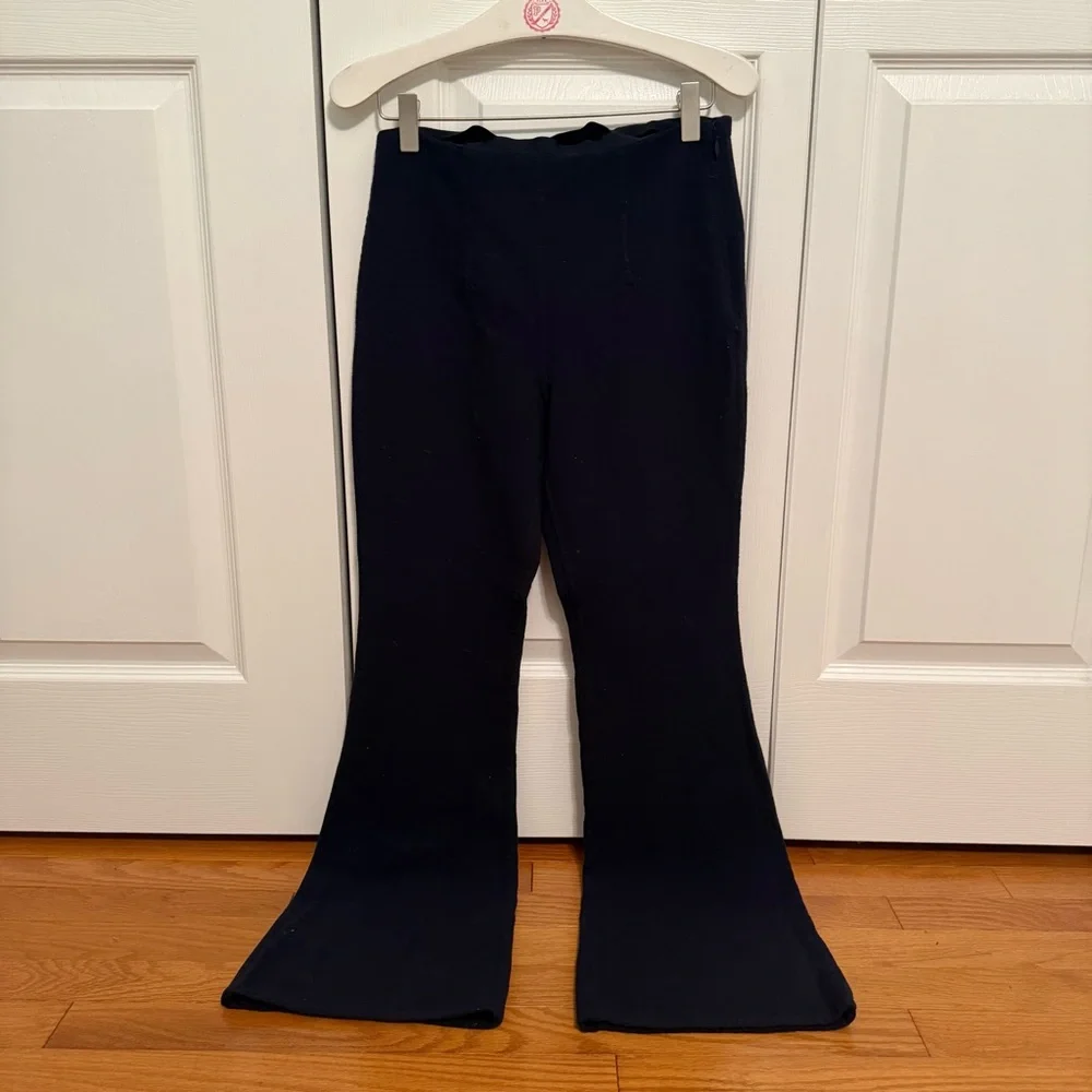 Michael Kors Collection Boiled Wool Flare Leg/Bootcut Pants in Navy - Picture 2 of 4